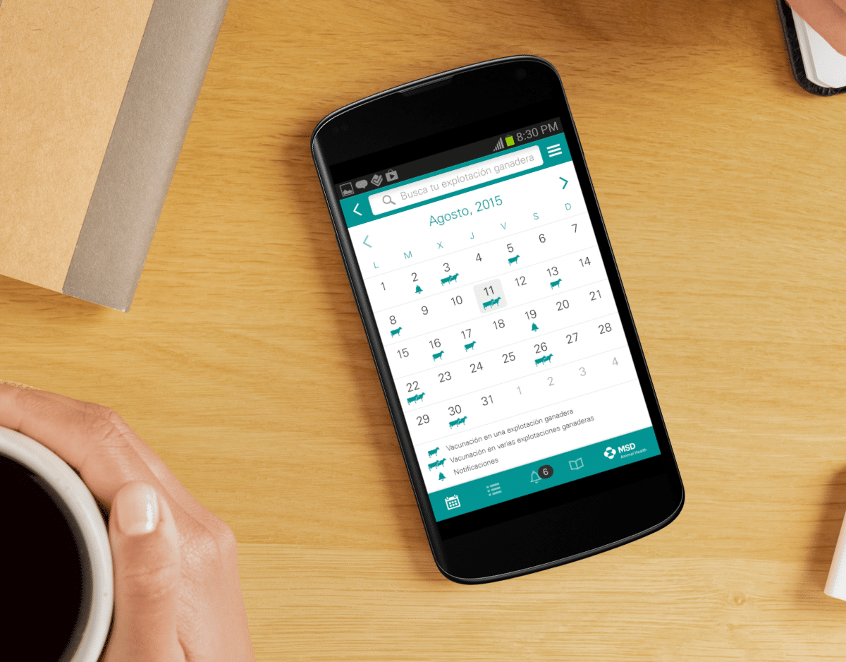 Aplicación móvil de calendario de vacunación de ganado